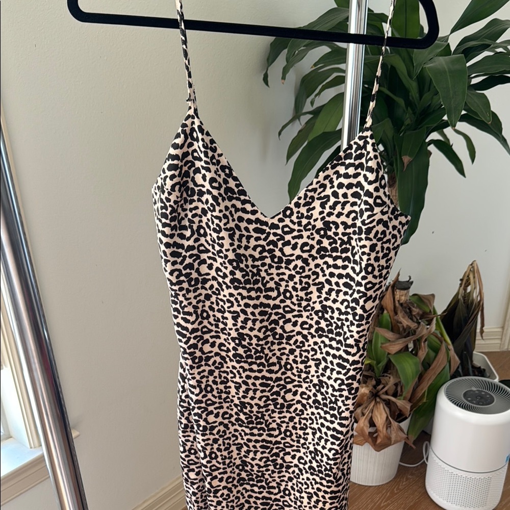 Brown and Black Slip Dress with Spaghetti Straps for a Night Out